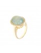 Sortija plata chapado dorado prehnita oval cabujon circonitas blancas triple a - 160s0005