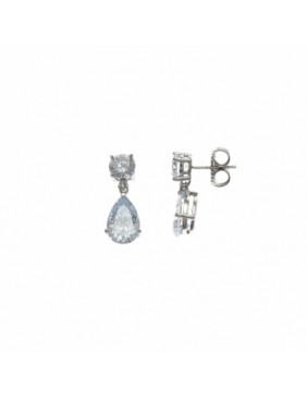 Pendientes Plata Rodiada Dos Cuerpos de Circonitas Salvatore 136A0331