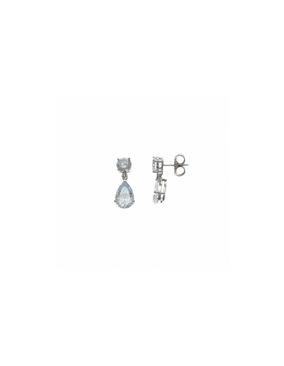 Pendientes Plata Rodiada Dos Cuerpos de Circonitas Salvatore 136A0331