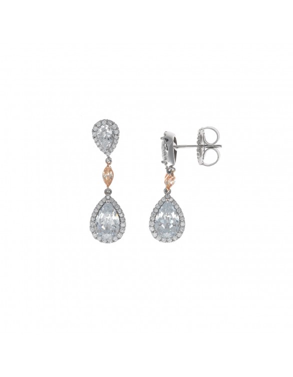 Pendientes plata con circonitas y morganita hidrotermal Salvatore 136A0417