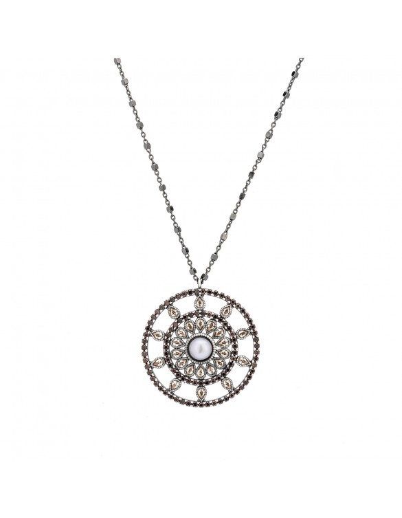 COLGANTE PLATA PERLA DE RIO Y CIRCONITA CAVA, BROWN C521
