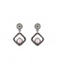 PENDIENTES PLATA OJO DE GATO ROSA Y CIRCONITA BROWN. P596