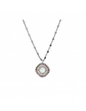 COLGANTE PLATA CALCEDONIA VERDE Y ORLA CIRCONITA CAVA, BROWN. C593