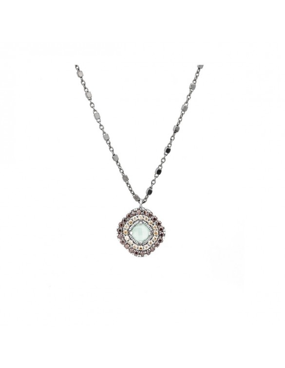 COLGANTE PLATA CALCEDONIA VERDE Y ORLA CIRCONITA CAVA, BROWN. C593