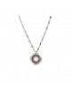 COLGANTE PLATA OJO DE GATO ROSA Y ORLA CIRCONITA BROWN, CAVA. C592