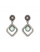 PENDIENTES PLATA CALCEDONIA VERDE Y CIRCONITA CAVA. P596-2