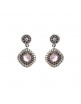 PENDIENTES PLATA OJO DE GATO ROSA Y ORLA CIRCONITA BROWN, CAVA. P627