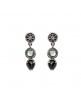 PENDIENTES PLATA CALCEDONIA VERDE, ÓNIX FACETADO, CIRCONITA BROWN, CAVA. P646