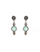 PENDIENTES PLATA CALCEDONIA VERDE, CIRCONITAS, BROWN, CAVA. P708