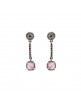 PENDIENTES PLATA OJO DE GATO ROSA, CIRCONITA BROWN, CAVA. P619