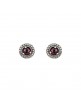 PENDIENTES BOTON PLATA GRANATE Y CIRCONITA CAVA. P597