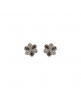 PENDIENTES BOTON PLATA FLOR Y CIRCONITA CAVA BROWN. P557