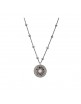 COLGANTE PLATA DOBLETE CORAL Y CIRCONITA CAVA, TRAPECIO BROWN. C533