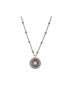 COLGANTE PLATA DOBLETE CORAL Y CIRCONITA CAVA, TRAPECIO BROWN. C533