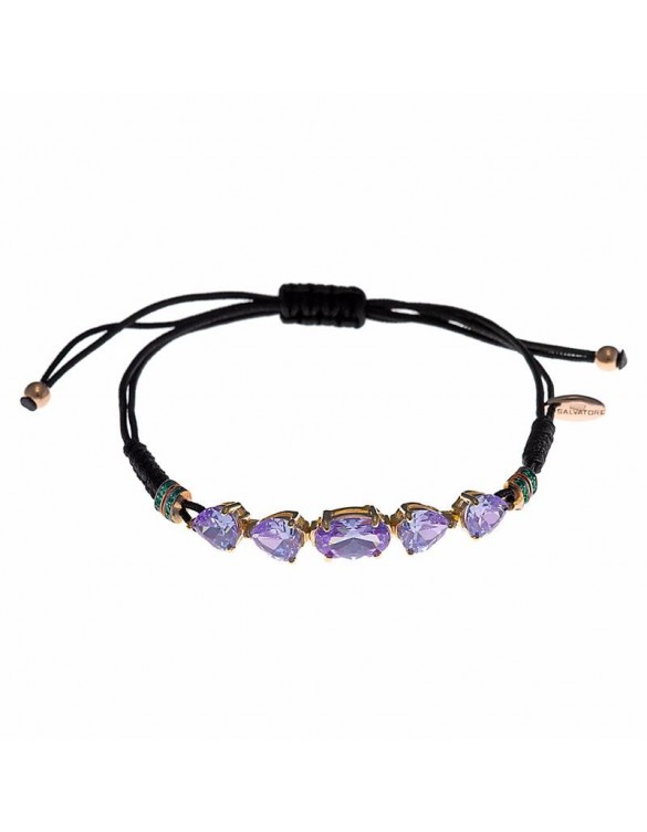Pulsera Salvatore Mujer Tejido Negro Bianlan y Turmalinas 234P0015